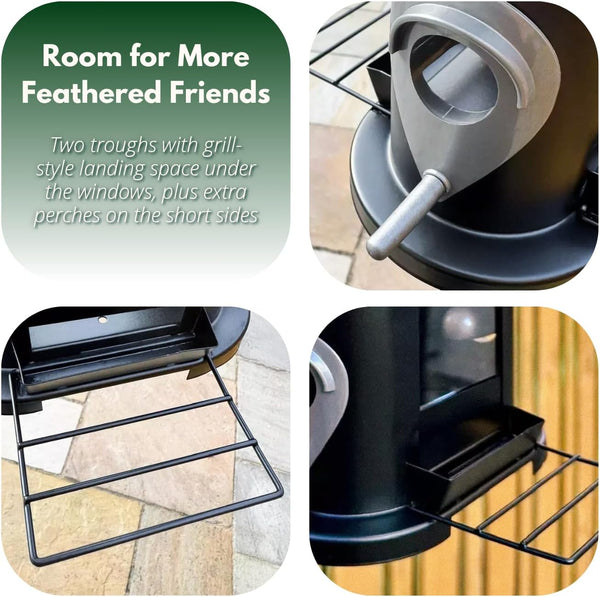 Decorative metal feeder for small garden birds.