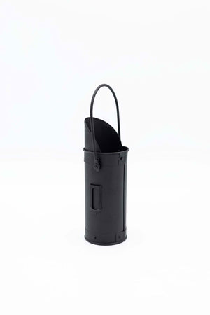 Black metal fireside accessory set shown together