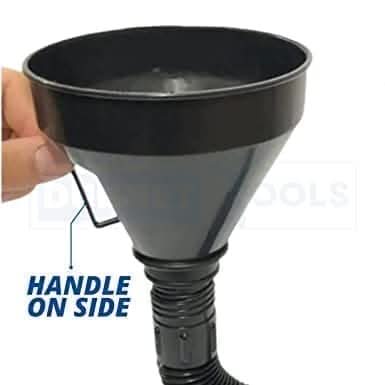 Polypropylene pouring funnel with built-in mesh strainer