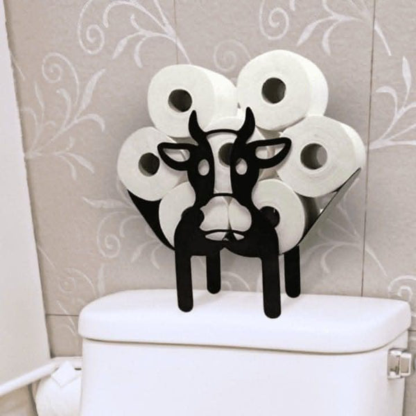 Black steel cow bathroom storage stand