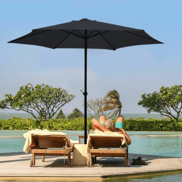 Wind up garden parasol shown fully opened