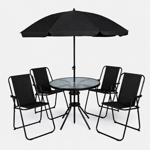 Four seater black patio dining furniture set