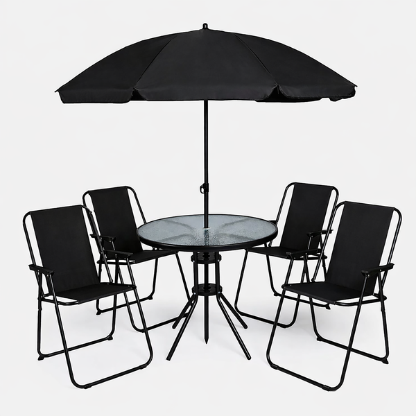 Four seater black patio dining furniture set