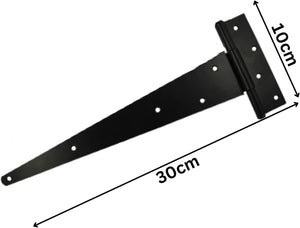Black powder coated t hinges for wooden gates