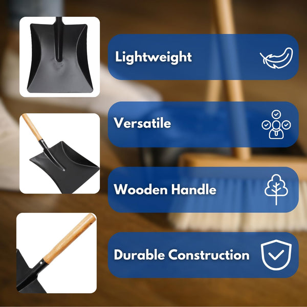 black steel dustpan scoop for garden debris