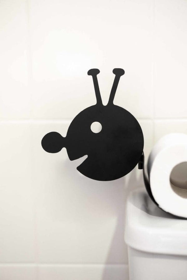 Caterpillar shaped holder displayed with toilet paper