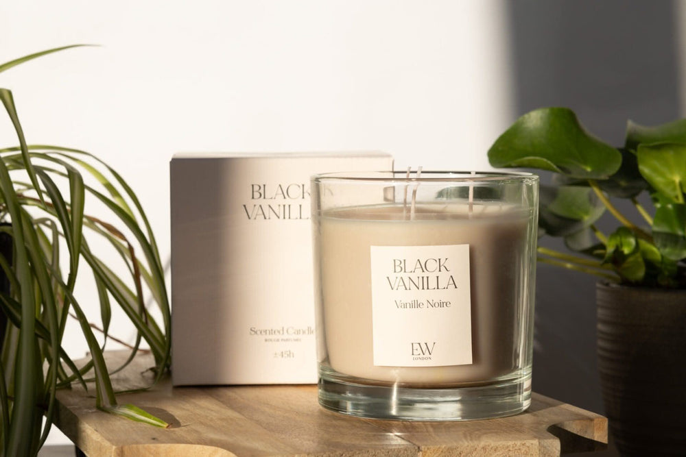 Black Vanilla three wick soy wax scented candle