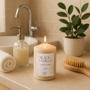 Black vanilla scented soy wax candle