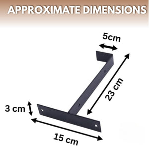 Black wall mounted shelf support bracket