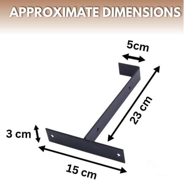Black wall mounted shelf support bracket