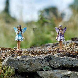 Fairy Garden Enchanted Miniature 2pc Fairy Figurines Fairies (Blue & Purple)
