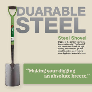 Lightweight border spade with carbon steel blade