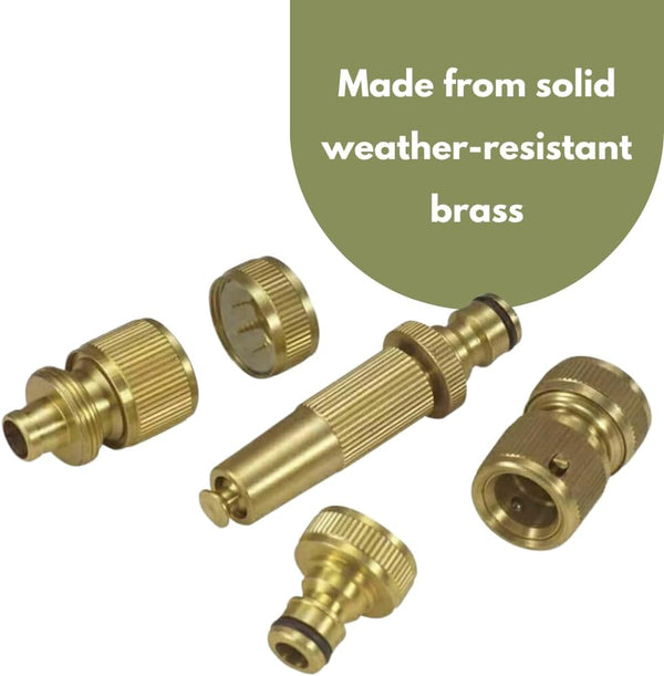 Adjustable brass spray nozzle for garden hose
