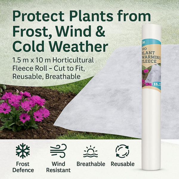 Reusable frost protection fleece for outdoor plants.