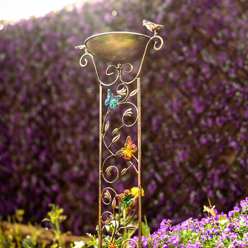 Bronze effect bird bath garden trellis