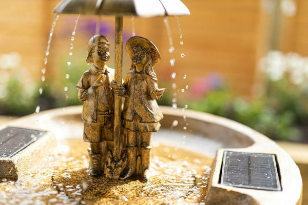 Solar garden feature positioned in direct sunlight