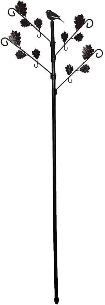 Adjustable bird feeding station with decorative leaves