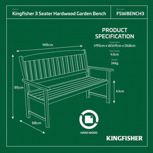 Acacia wood bench positioned beside garden plants