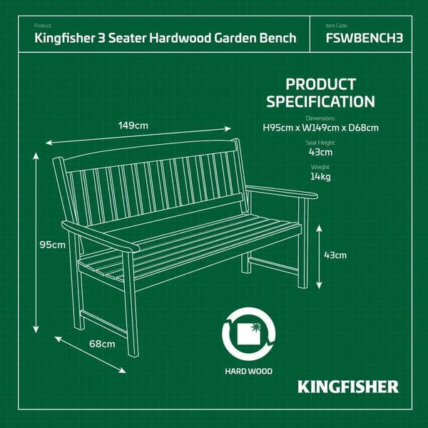 Acacia wood bench positioned beside garden plants