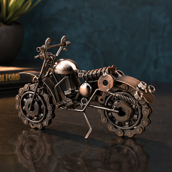 Bronze Metal Motorbike Ornament – Vintage Scrambler Bike Decorative Sculpture
