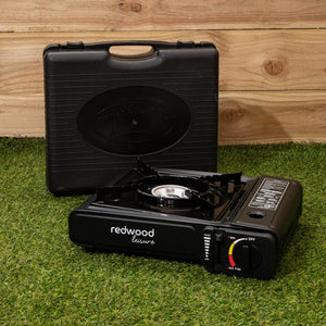 Portable gas burner with safety lock
