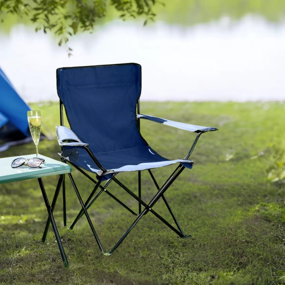 Heavy duty blue folding camping chair