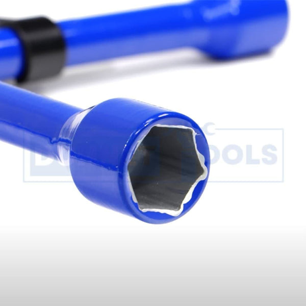 Car wheel nut spanner with four integrated hex sockets