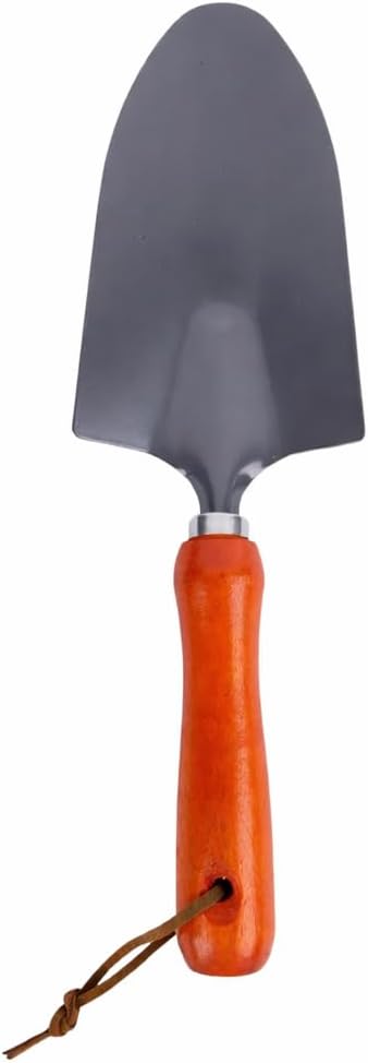 Carbon steel garden hand trowel with wooden handle