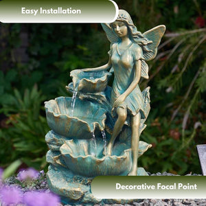 Fairy themed garden fountain ornament