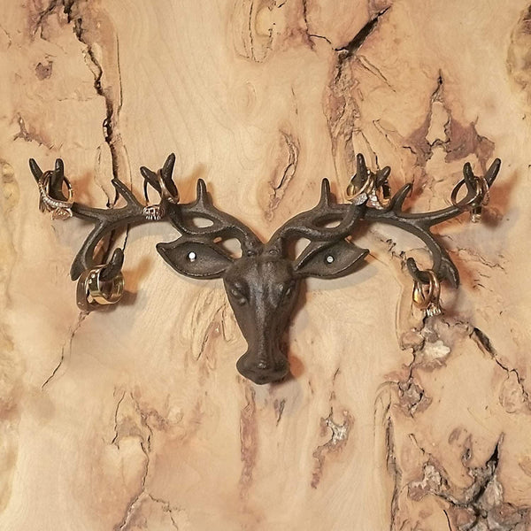 Cast iron stag head coat hook and key holder