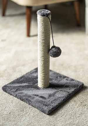Cat scratching post with hanging ball toy for indoor cats