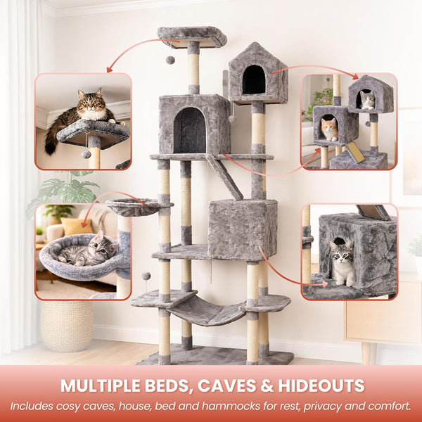 Indoor cat condo with hideaway caves