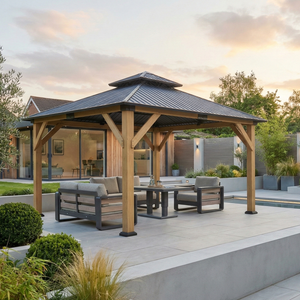 Ottawa cedar wood gazebo with double roof
