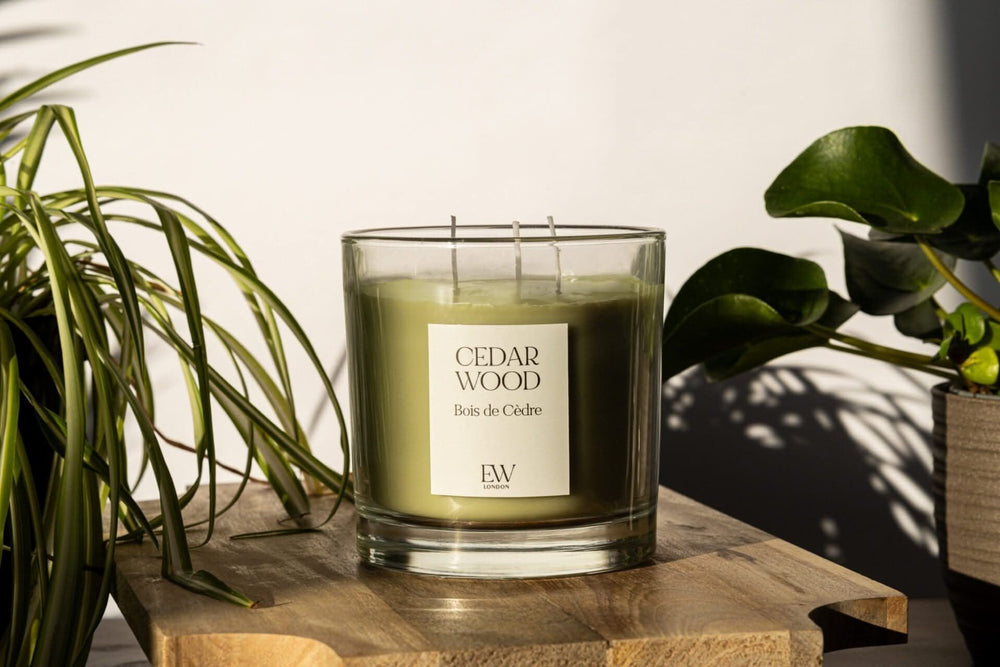 Cedarwood three wick soy wax scented candle