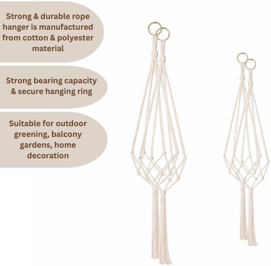 Cotton macrame rope plant hanger set.