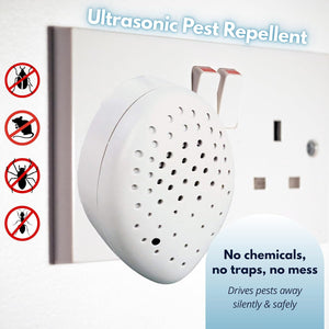 Compact ultrasonic pest repeller for household spaces