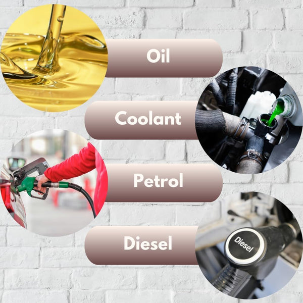 Measuring jug for coolant and engine oil