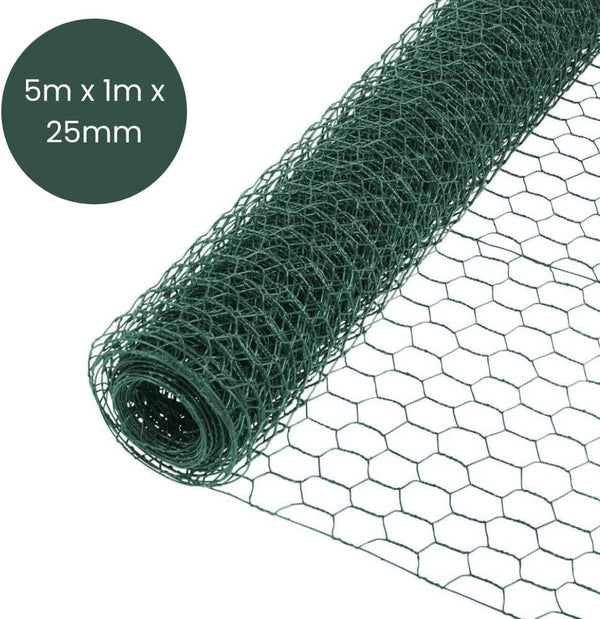 Green coated chicken wire for outdoor use