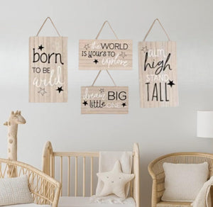 Wooden wall plaques for playroom