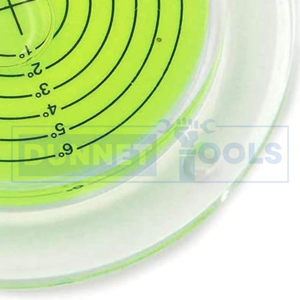 Circular bubble level with three mounting holes.
