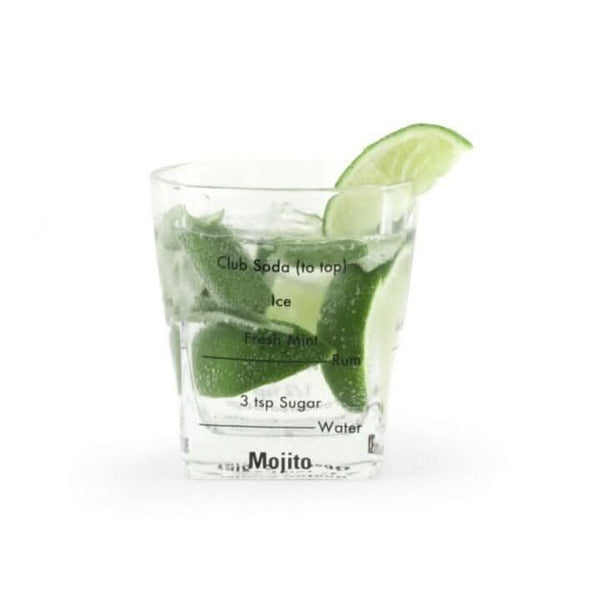 Cocktail making glass set with recipe guide