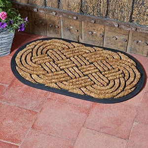 Natural coir Celtic Knot oval door mat
