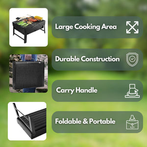 Compact camping barbecue folded for storage
