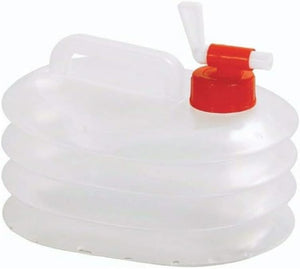 Collapsible camping water container with dispensing tap