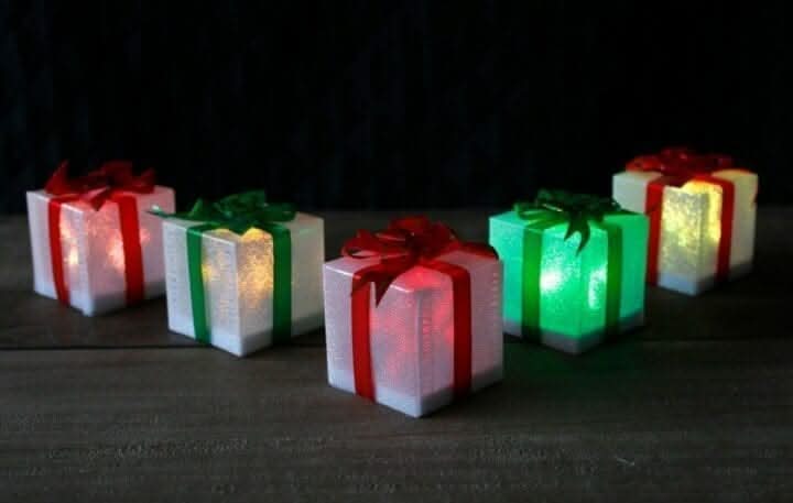 LED colour changing parcel lights along garden pathway