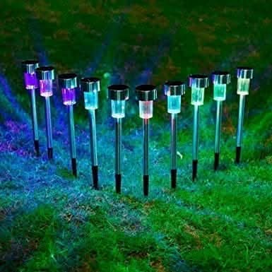 Colour changing solar garden lights for summer evenings