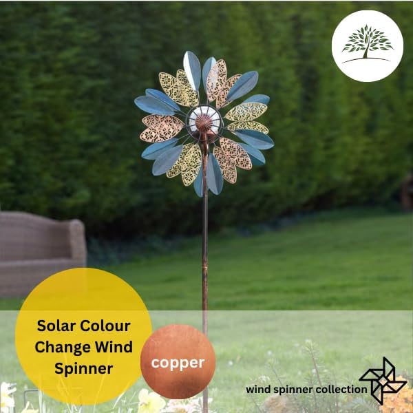 Outdoor metal wind spinner with rotating blades