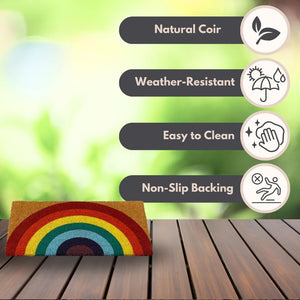 colourful rainbow outdoor welcome mat