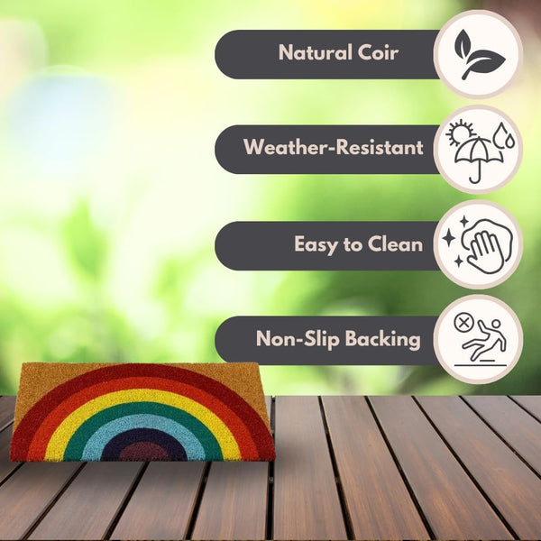 colourful rainbow outdoor welcome mat