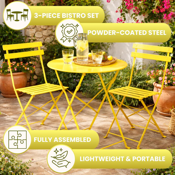 Powder coated steel bistro set for balcony